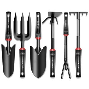 6-Piece Heavy-Obligation Rust-Resistant Gardening Software Set with Ergonomic Comfortable Rubber Handles, That includes Trowels, Rakes, Weeding Software, and Hand Fork for Digging