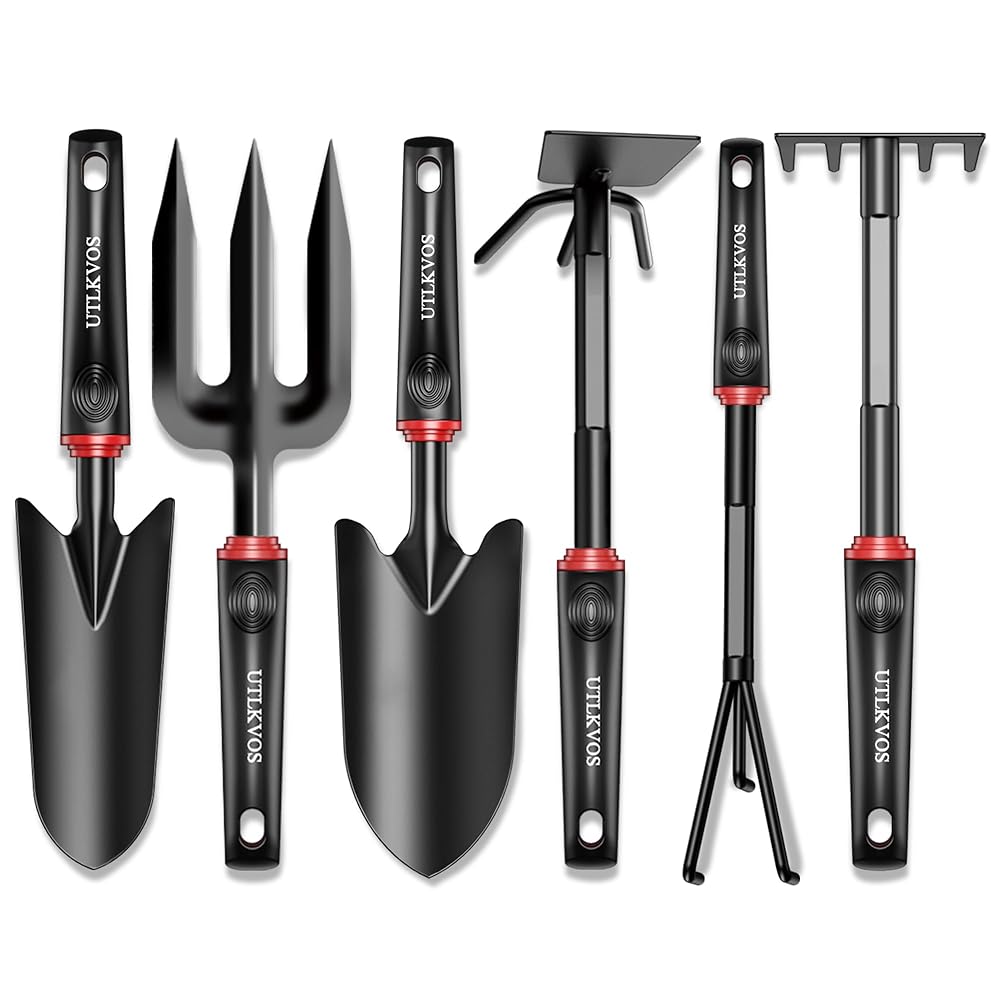 6-Piece Heavy-Obligation Rust-Resistant Gardening Software Set with Ergonomic Comfortable Rubber Handles, That includes Trowels, Rakes, Weeding Software, and Hand Fork for Digging