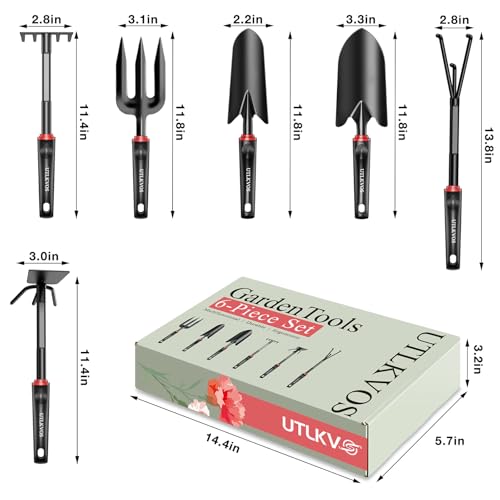 6-Piece Heavy-Obligation Rust-Resistant Gardening Software Set with Ergonomic Comfortable Rubber Handles, That includes Trowels, Rakes, Weeding Software, and Hand Fork for Digging