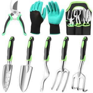 8-Piece Backyard Software Set with Ergonomic Non-Slip Handles – Light-weight, Rust-Proof Aluminum Alloy Gardening Instruments, Good Items for Ladies