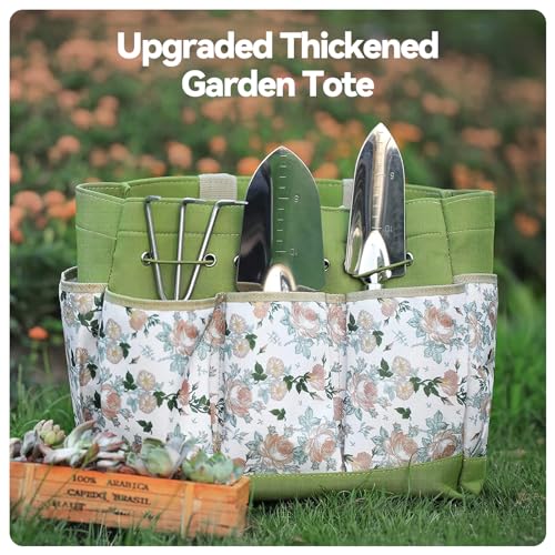 9-Piece Heavy-Obligation Gardening Device Set with Fashionable and Sturdy Organizer Bag – Rust-Proof Hand Instruments, Excellent Gardening Items for Ladies