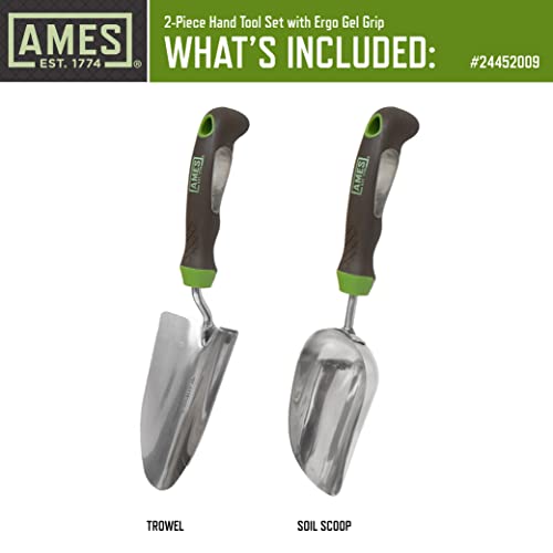 AMES 24452009 Ergonomic Gel Grip Backyard Device Set - 2 Items Together with Hand Trowel and Soil Scoop