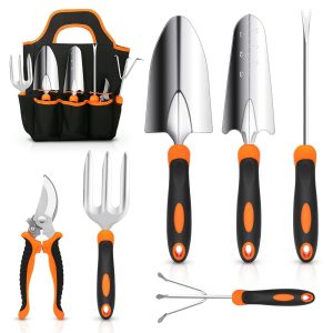 CHRYZTAL Heavy-Obligation Stainless Metal Gardening Instrument Set with Non-Slip Rubber Grip and Storage Tote Bag – Excellent Outside Hand Instruments and Splendid Presents for Girls