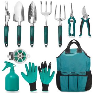 FiveJoy 11-Piece Aluminum Alloy Backyard Software Equipment with Bag – Ergonomic Heavy-Responsibility Gardening Instruments for Out of doors Use