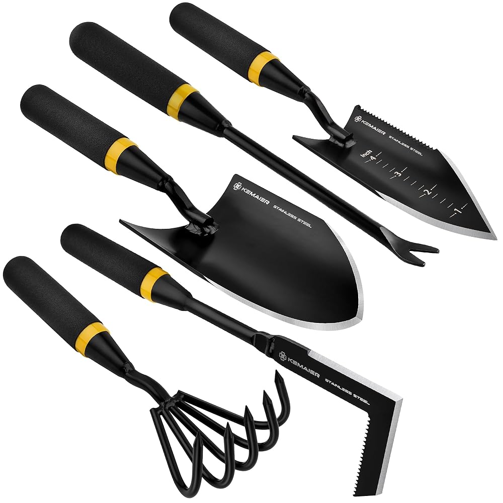 Final Gardening Reward Set – Consists of Heavy-Obligation Stainless Metal Hand Cultivator, Transplant Shovel, Trowel, Crack Weeder, and Dandelion Weeder – Unbreakable Backyard Instruments